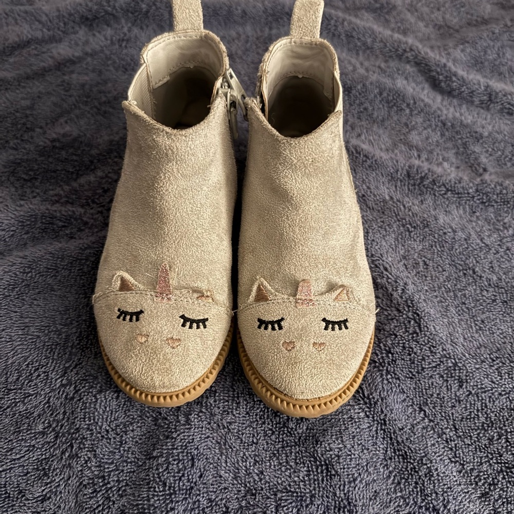 Kids Unicorn Suede Boots - Tan